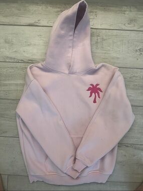 Pink Palm Puff Graphic Hoodie